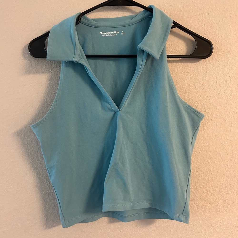 A&F soft essentials racer back polo golf top